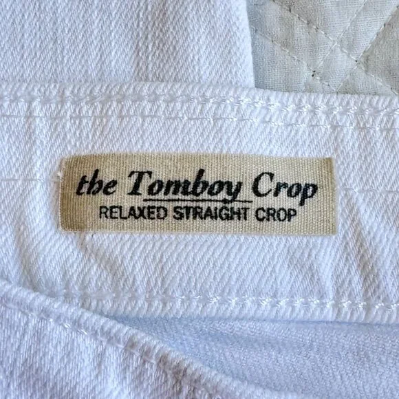AG Adriano Goldschmied The Tomboy Crop Relaxed Straight Leg Jeans White Size 28 - Picture 9 of 12